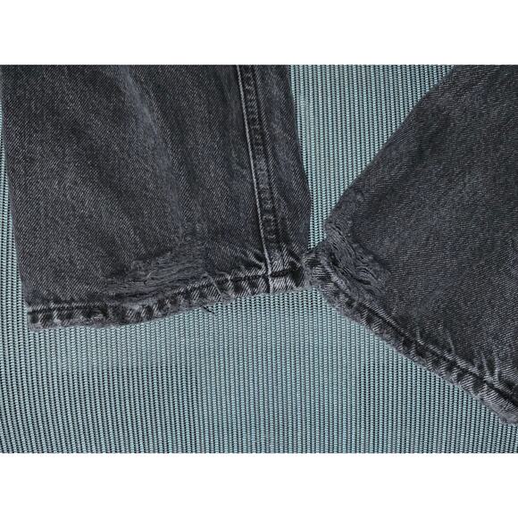 AGOLDE Riley Faded Black Frayed Leg Button Fly Jeans - Picture 5 of 9